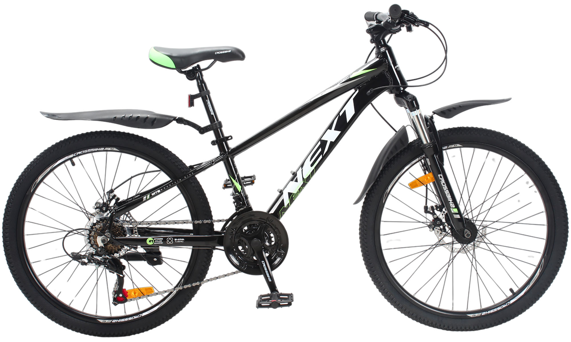 Фотографія Велосипед Crossbike Next 24", размер XXS, рама 11", 2025, Черный-Зеленый