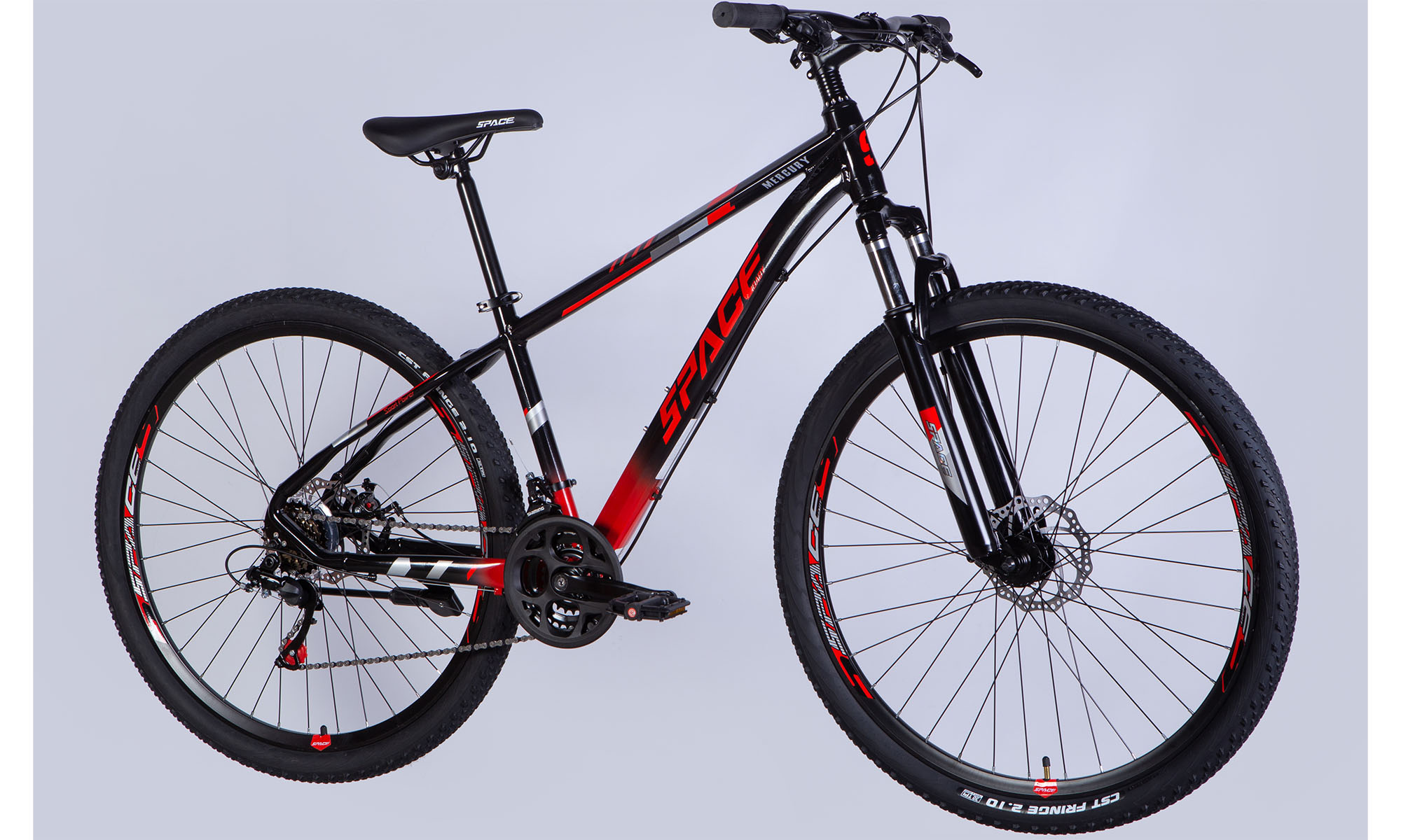 Велосипед SPACE MERCURY DD FR 29", размер S, рама 16", 2025, черно-красный 4