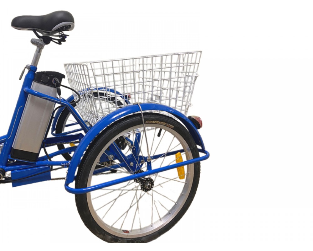 Электровелосипед дорожный трехколесный Kelb.Bike Comfort Plus 24"/20" размер М 500W 12Ah +PAS Синий 12