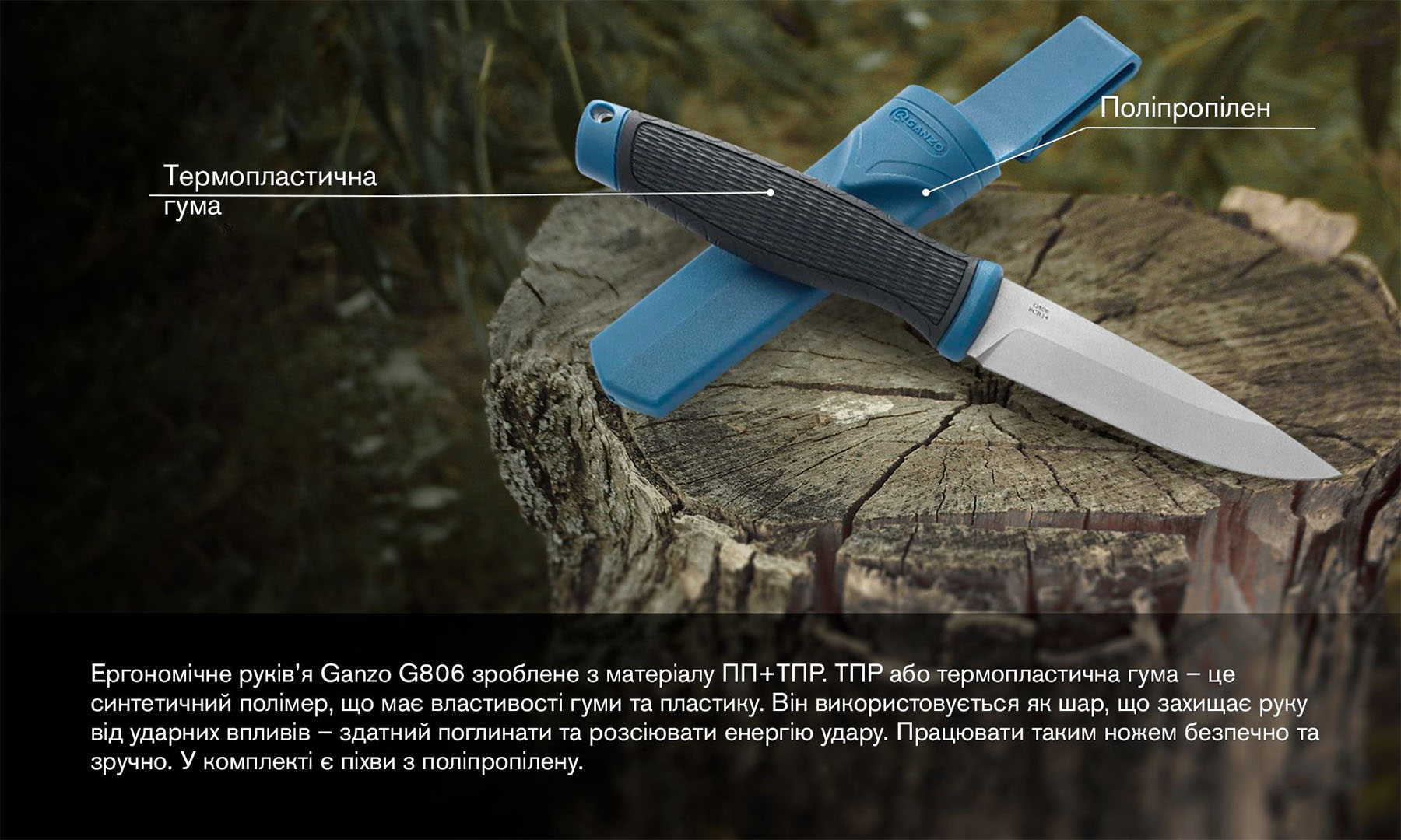 Нож Ganzo G806-BL голубой с ножнами 4