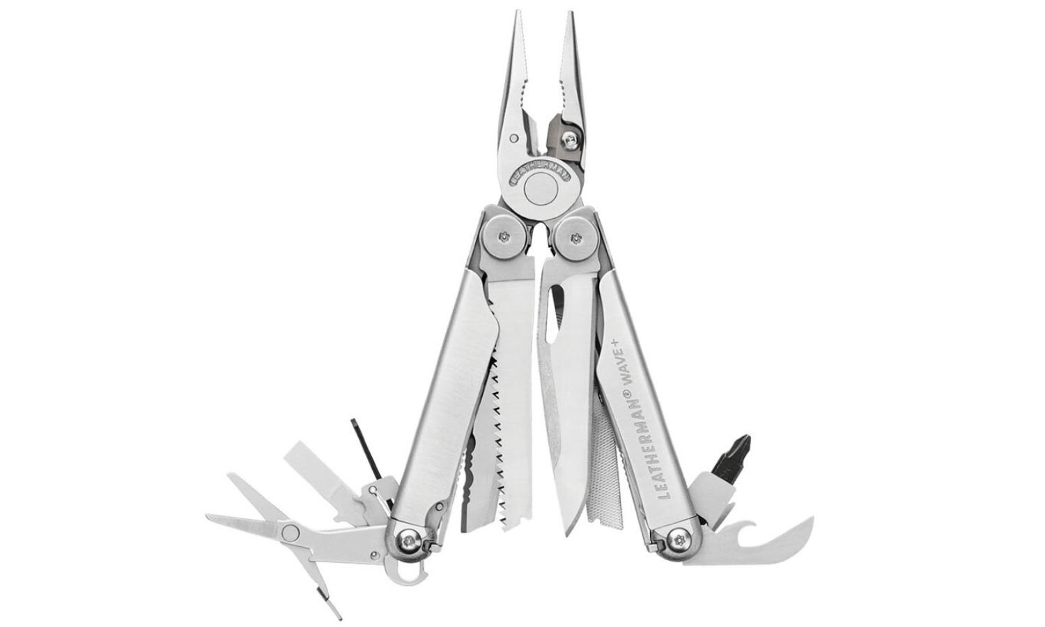 Фотографія Мультитул Leatherman Wave Plus, синтетичний чохол, картонна коробка, сірий