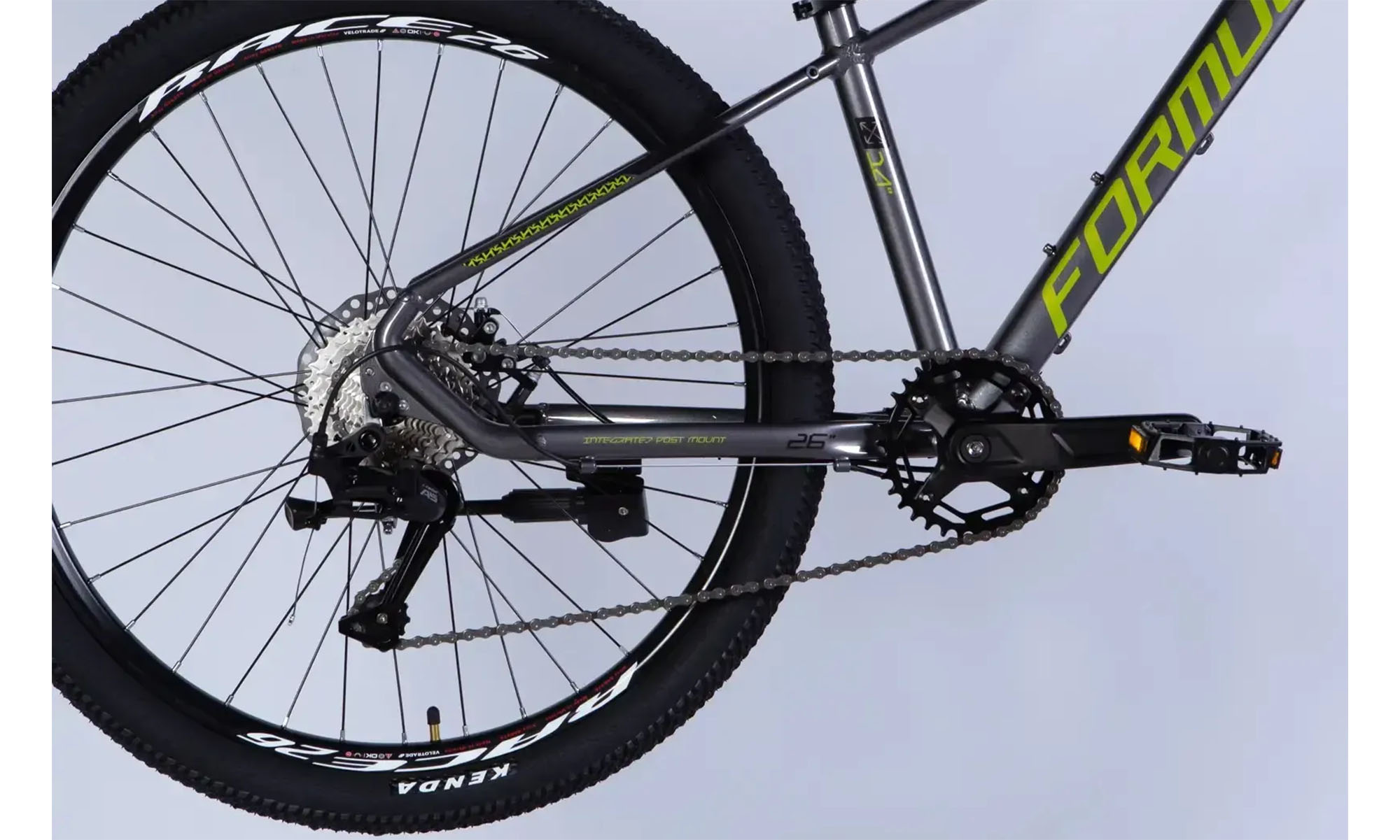 Велосипед Formula ZEPHYR 3.0 DD CS, 26", размер XS, рама 14", год 2026, серый с зеленым 2