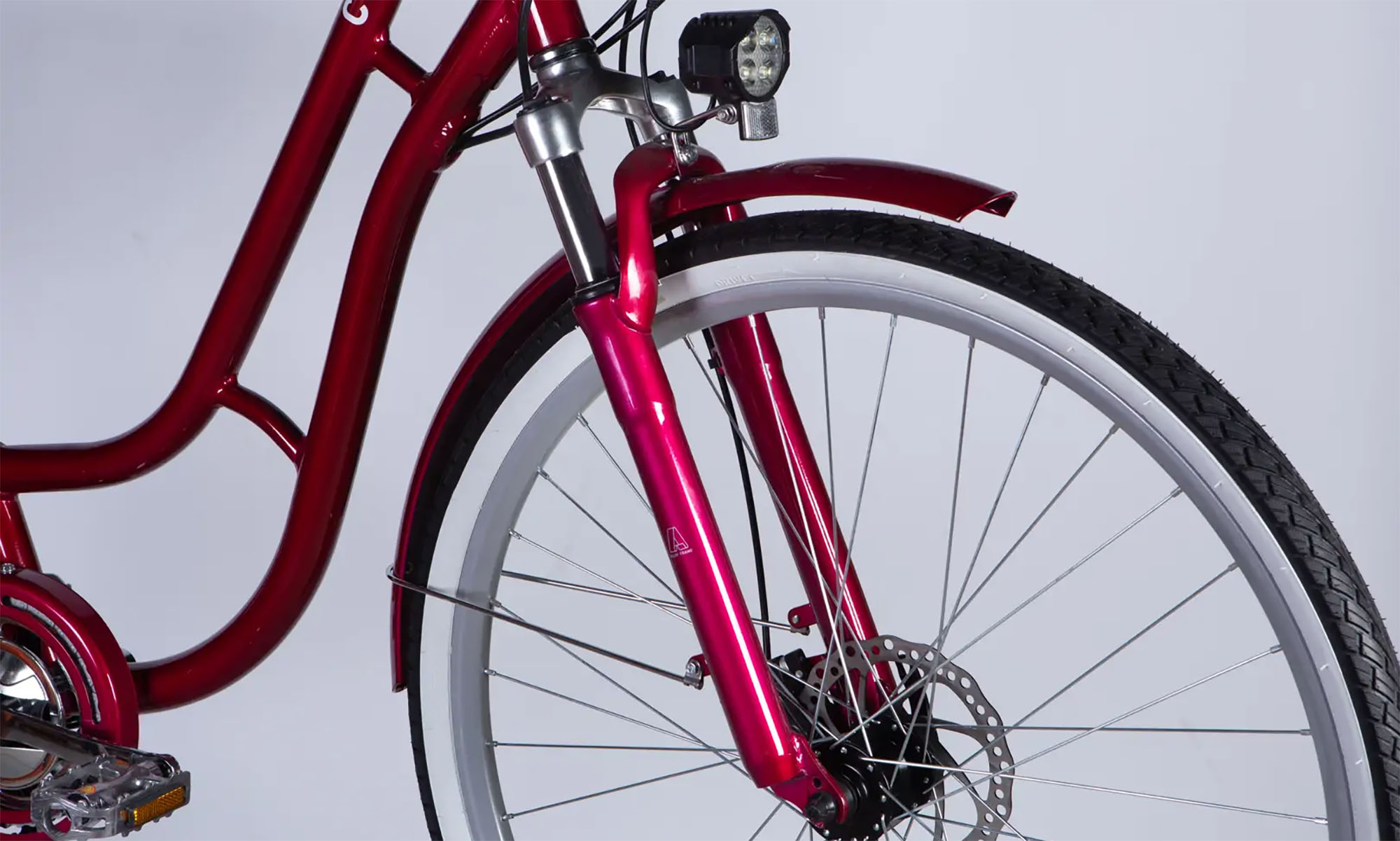 Велосипед з електроприводом Dorozhnik eCORAL DD FR 28", розмір L, рама-19", 48B, 13А*г, 500Вт, рік 2026, рубіновий 2