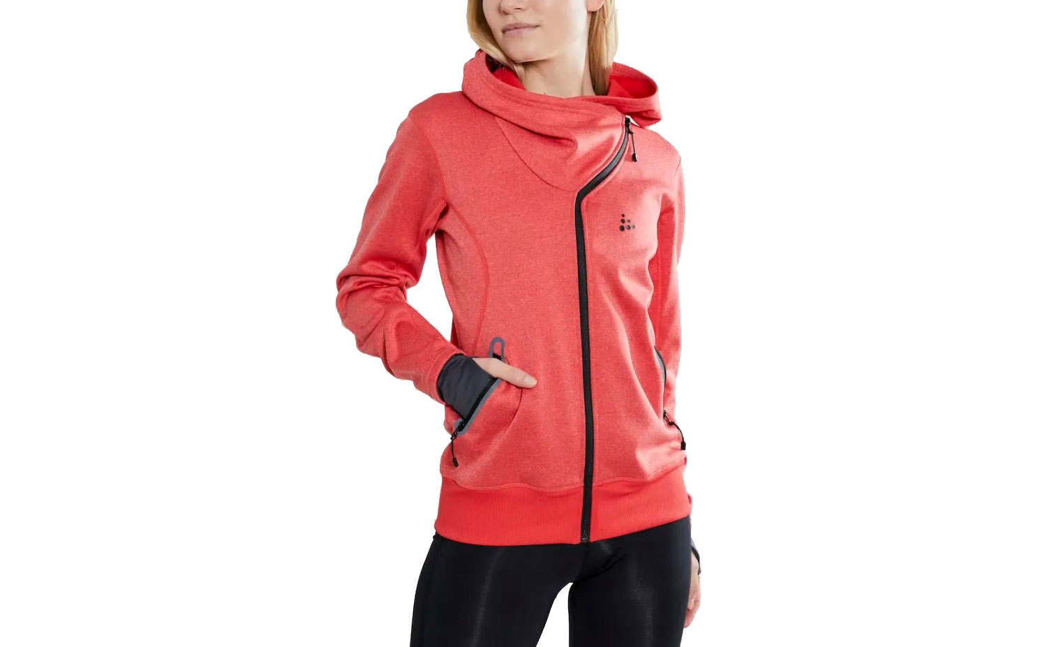 Кофта Craft Sports Fleece Assymetric женская, размер XS, сезон AW 19, красный 3 Кофта Craft Sports Fleece Assymetric женская, размер XS, сезон AW 19, красный 3