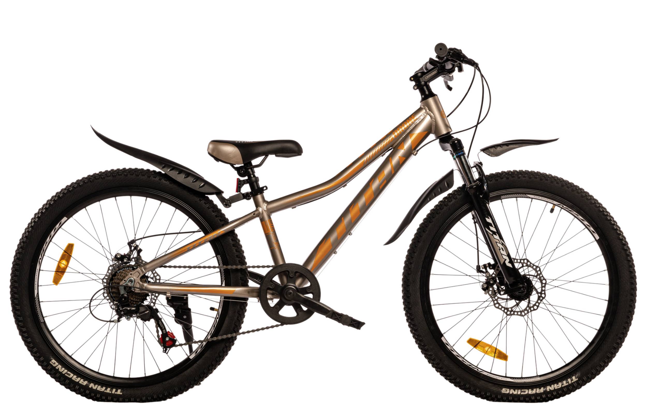Фотография Велосипед Titan DRONE 24" размер XXS рама 11 2022 Серо-оранжевый
