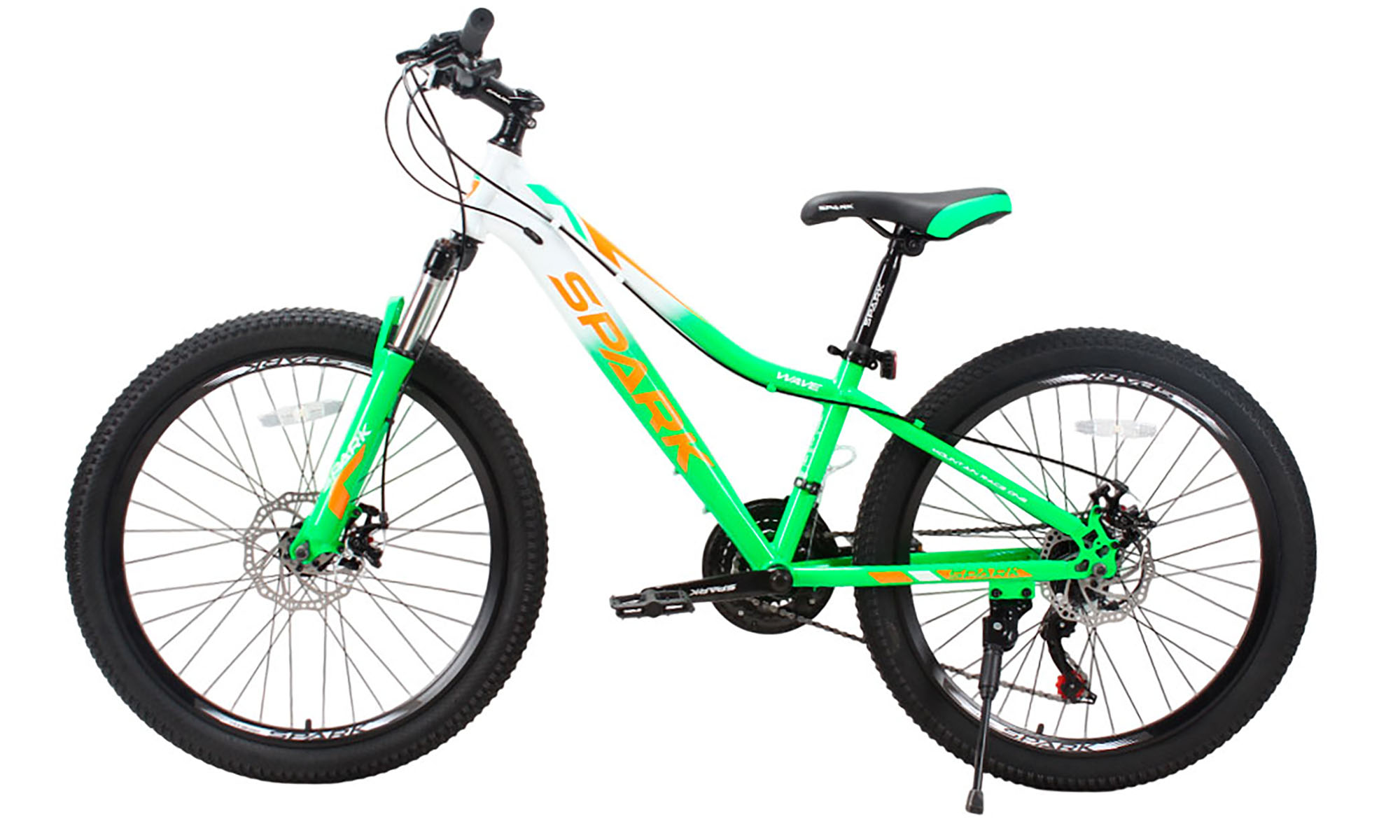 Велосипед SPARK WAVE JR. 24", розмір XXS, рама 12", рік 2025, біло-зелений 2