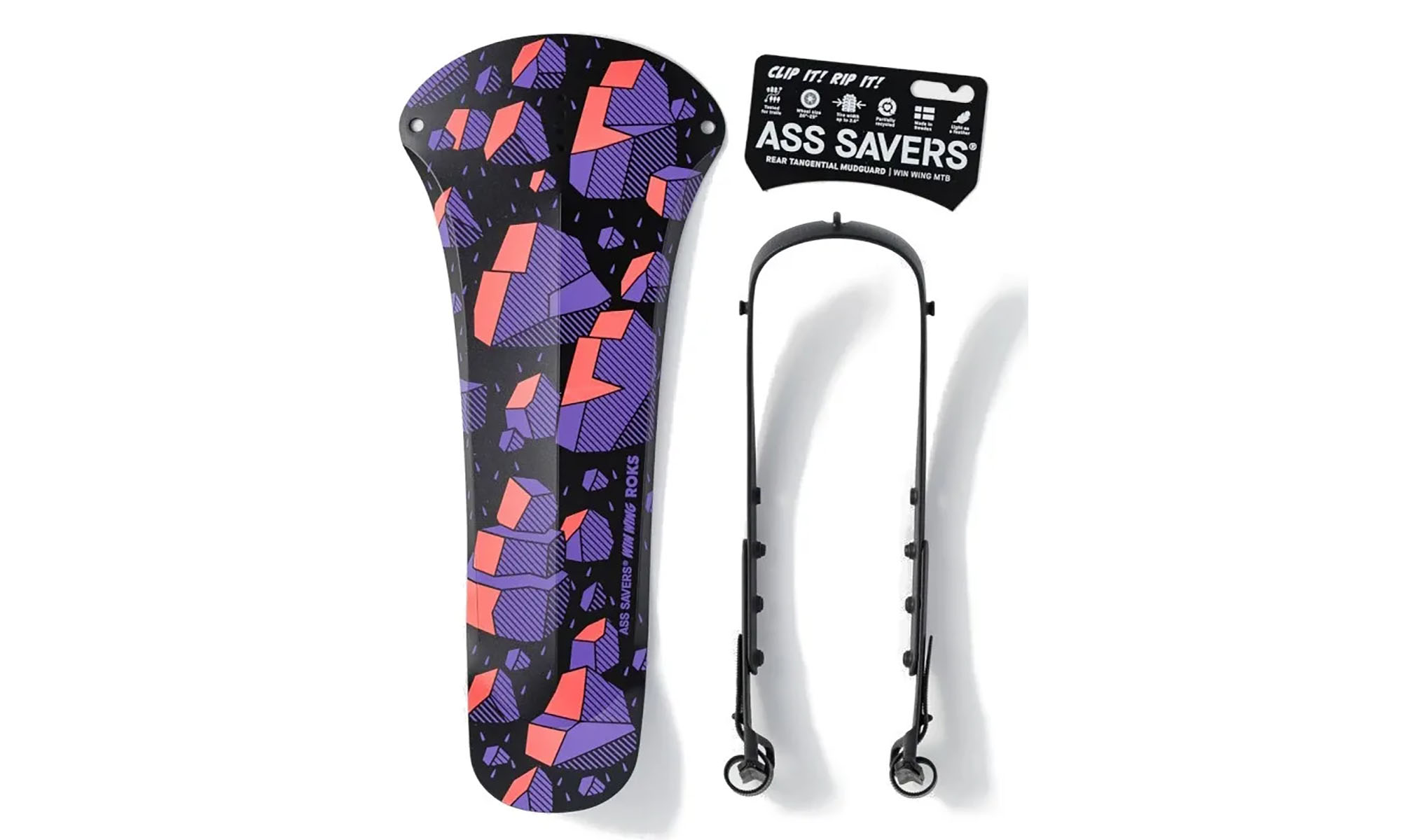 Крило заднє ASS SAVERS, Win Wing MTB, червоно-фіолетове 