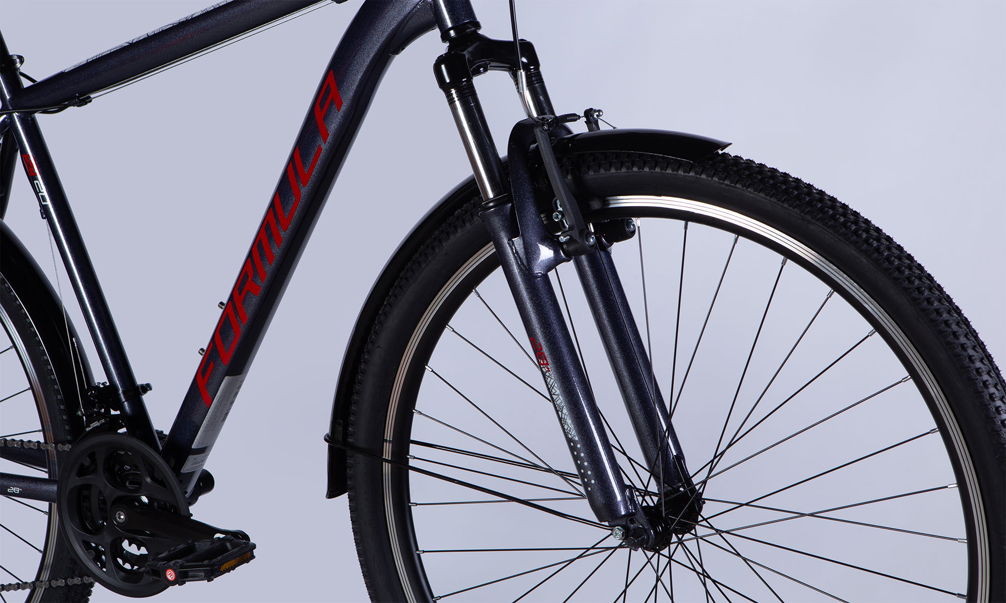 Велосипед Formula MAGNUM DD FR 28", розмір L, рама 20,5", 2025, темно-сріблястий з червоним 7