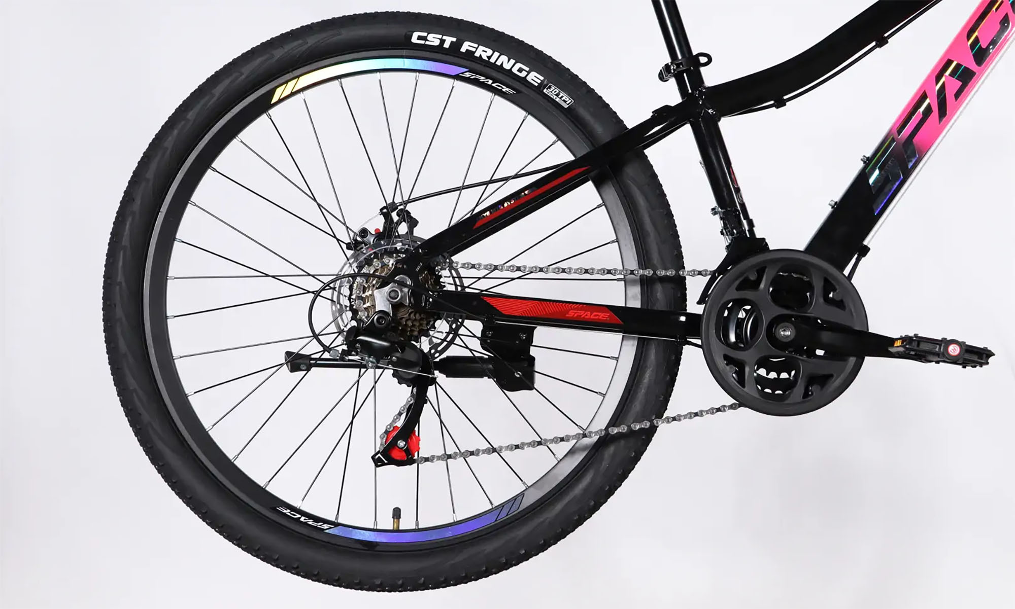 Велосипед SPACE LYRA DD FR, 26", розмір XS, рама-13", рік 2026, рожево-чорний 4