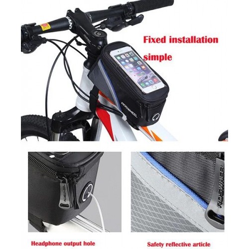 Сумка під смартфон Roswheel BAO-012XL на раму, Чорно-сіра 2 Сумка під смартфон Roswheel BAO-012XL на раму, Чорно-сіра 2