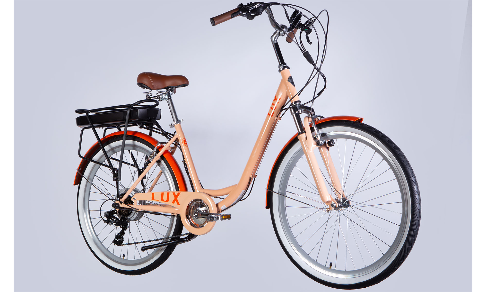 Велосипед с электроприводом Dorozhnik eLUX Vbr FR 26", размер M, рама 17" 36B 12.5А*г 500Вт, 2025, розовый PANTONE 162 C  3