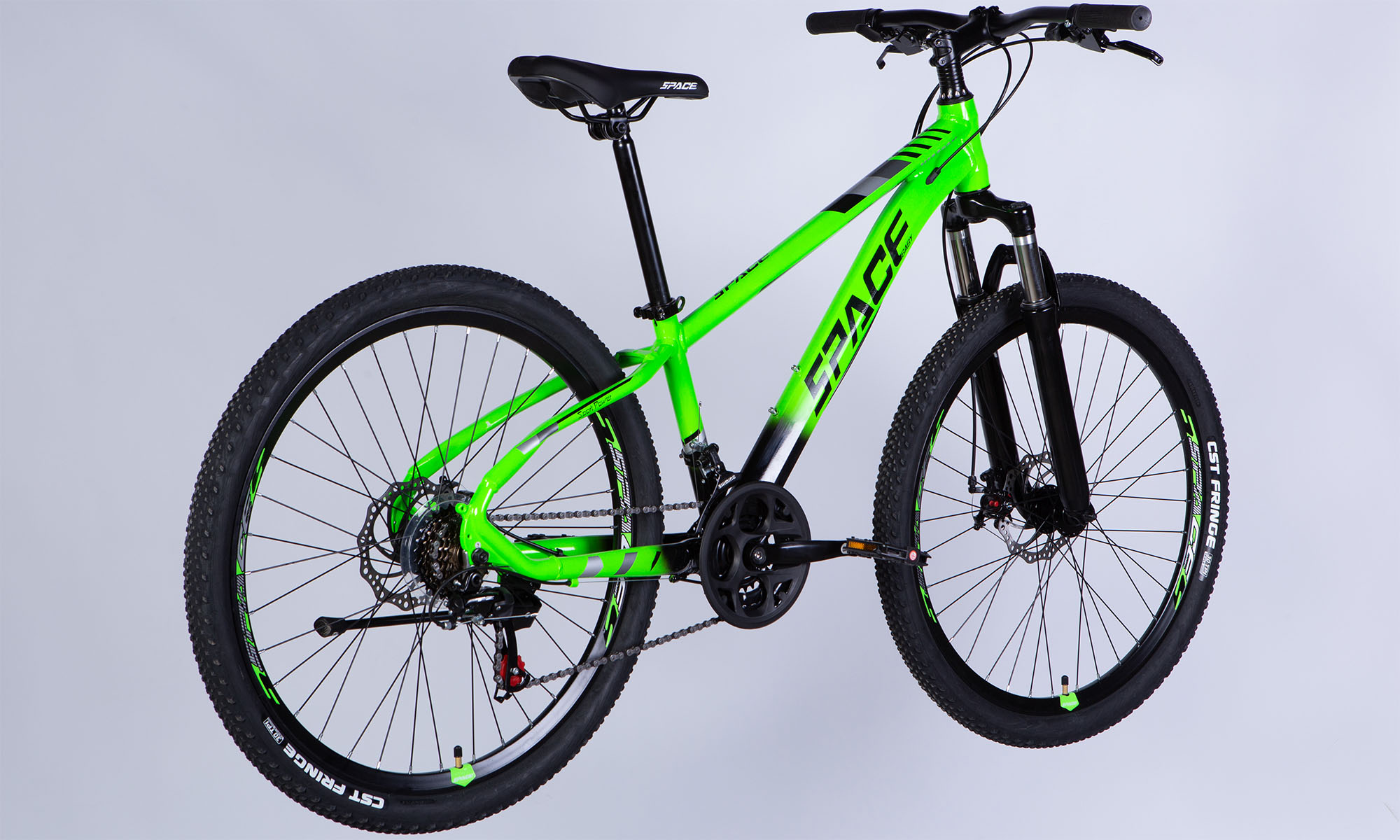 Фотография Велосипед SPACE MERCURY DD FR, 26", AL, размер XS, рама 13", 2025, зелено-черный  6