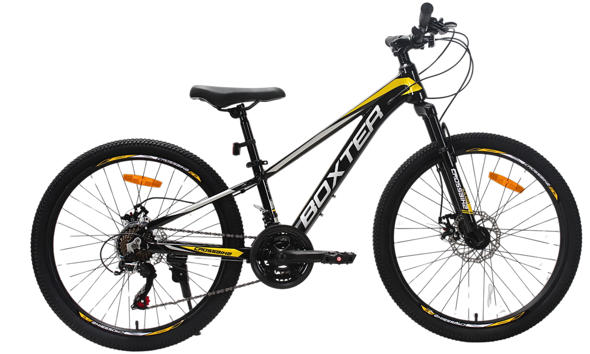 Велосипед CrossBike BOXTER 24", размер XXS, рама 11", год 2026, Чёрный-Жёлтый-Серый 