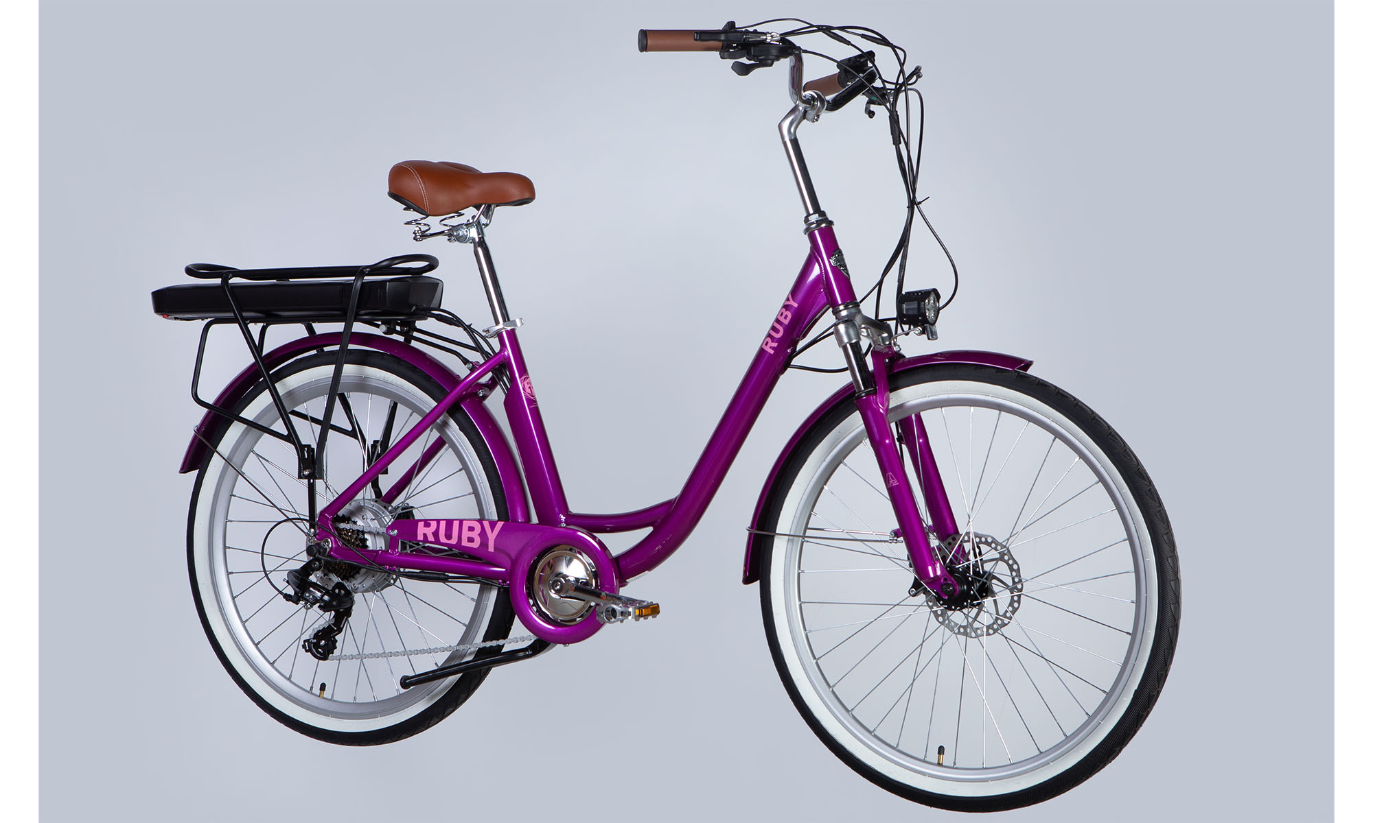 Велосипед з електроприводом Dorozhnik eRUBY DD FR 26" розмір M рама-17" 48B 12.5А*год 500Вт 2025 пурпурний YS 7809 5