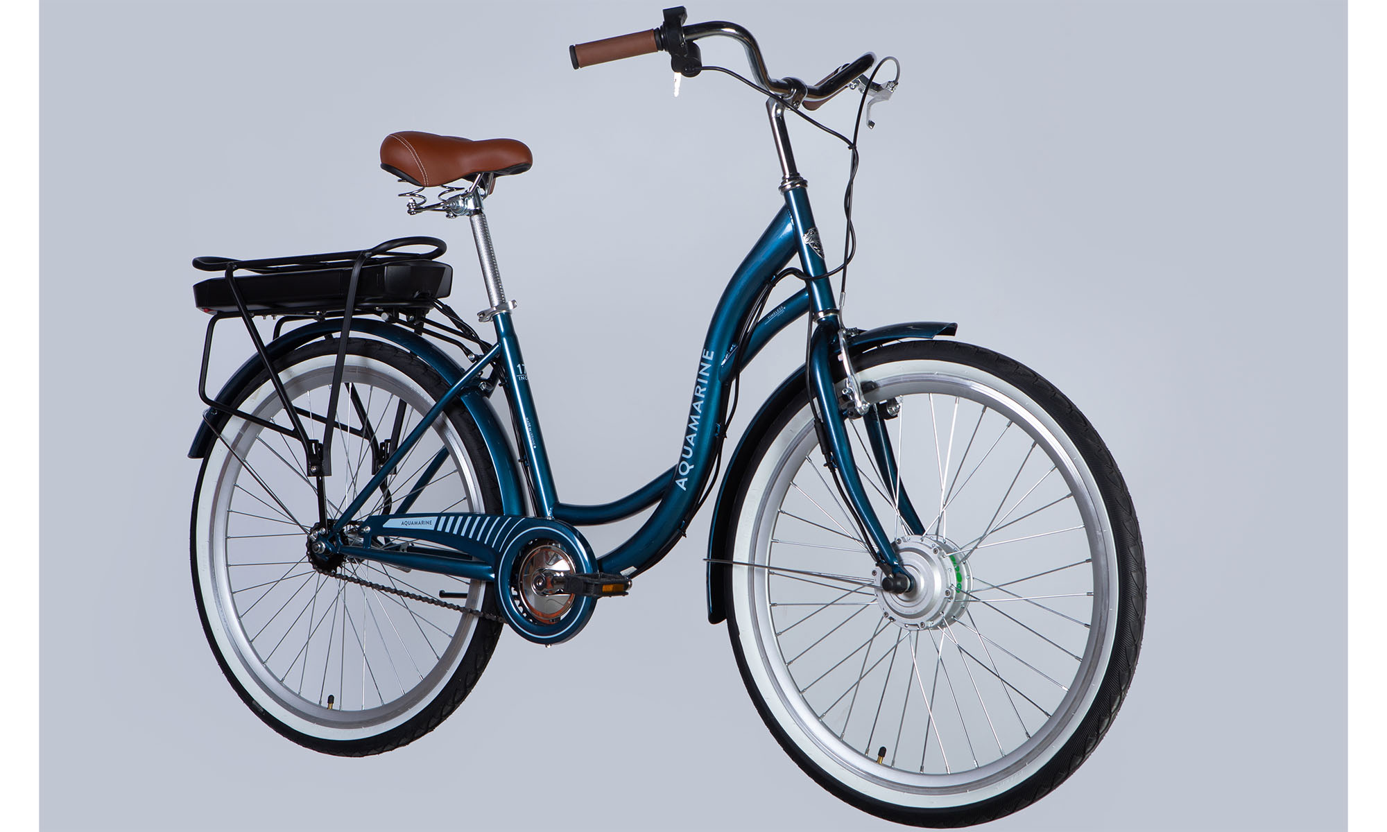 Велосипед з електроприводом Dorozhnik eAQUAMARINE BH 26", розмір M, рама-17", 36B, 13А*г, 500Вт, рік 2026, темно-синій з кошиком 4