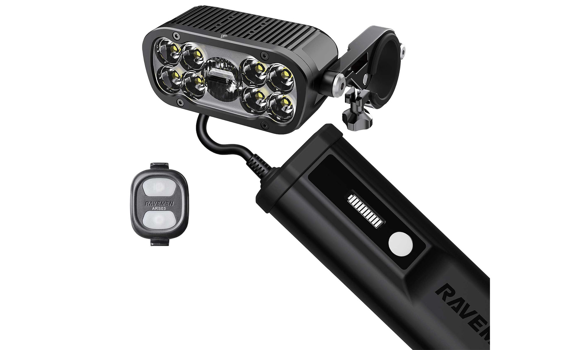 Ravemen XR6000 Велосипедна Фара (6000 lm, 8000 mAh) Зовнішня батарея, кнопка не -вільної 