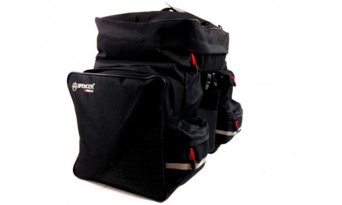 Фотография Велосумка на багажник Spencer Triple Bag 3-ох секционная, верхняя часть отстегивается, объем 42 л, черный