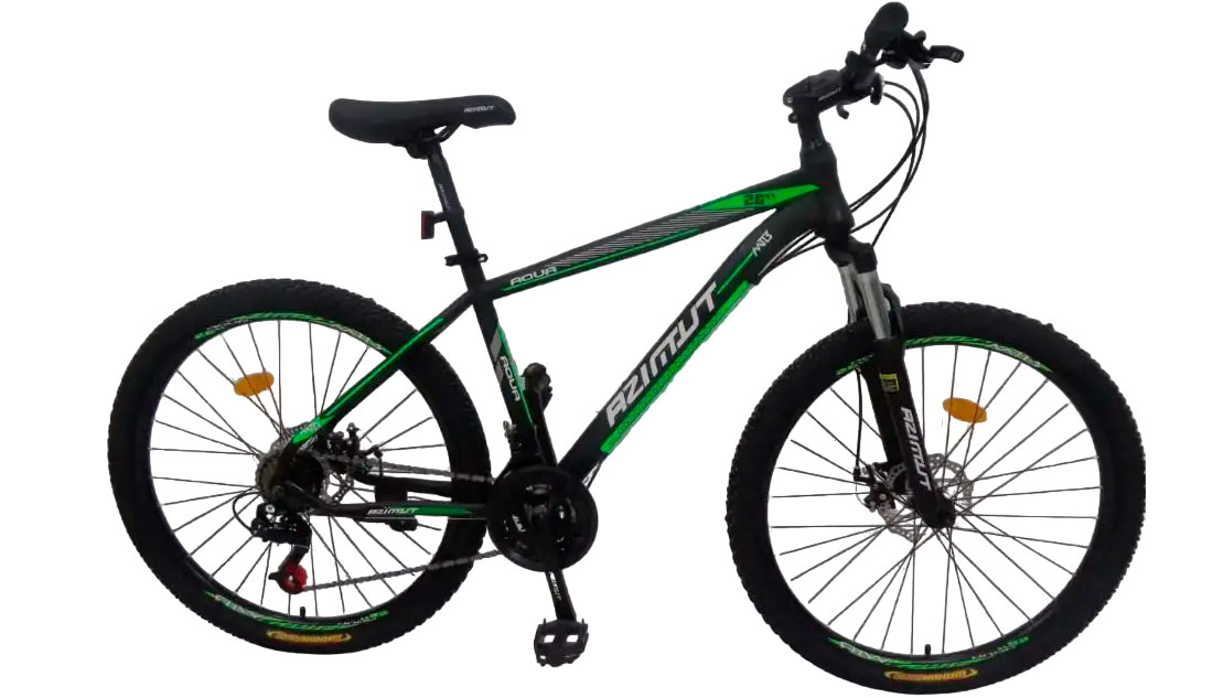 Фотография Велосипед Azimut Aqua GD 24" размер XS рама 15" Черно-зеленый 
