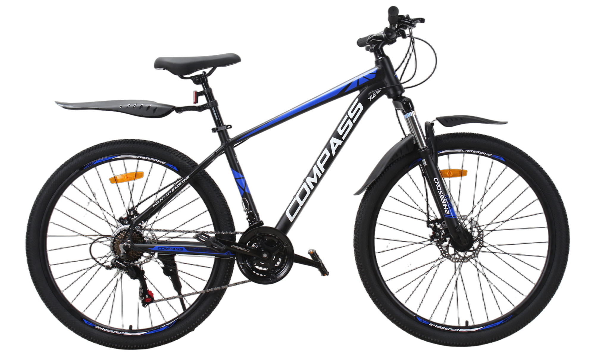 Велосипед CrossBike COMPASS 27.5", размер M, рама 17", год 2026, Черный-Синий 