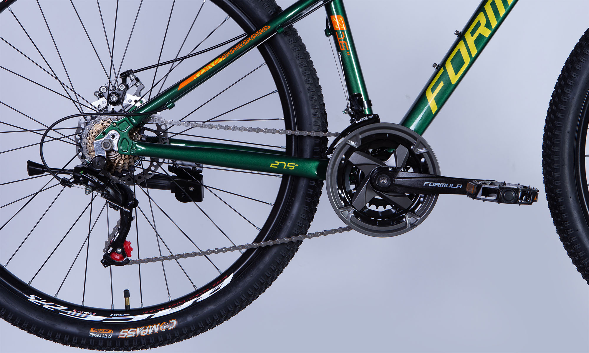 Велосипед Formula ALPINA DD FR 27.5", размер S рама-16" 2025, зелено-желтый 5