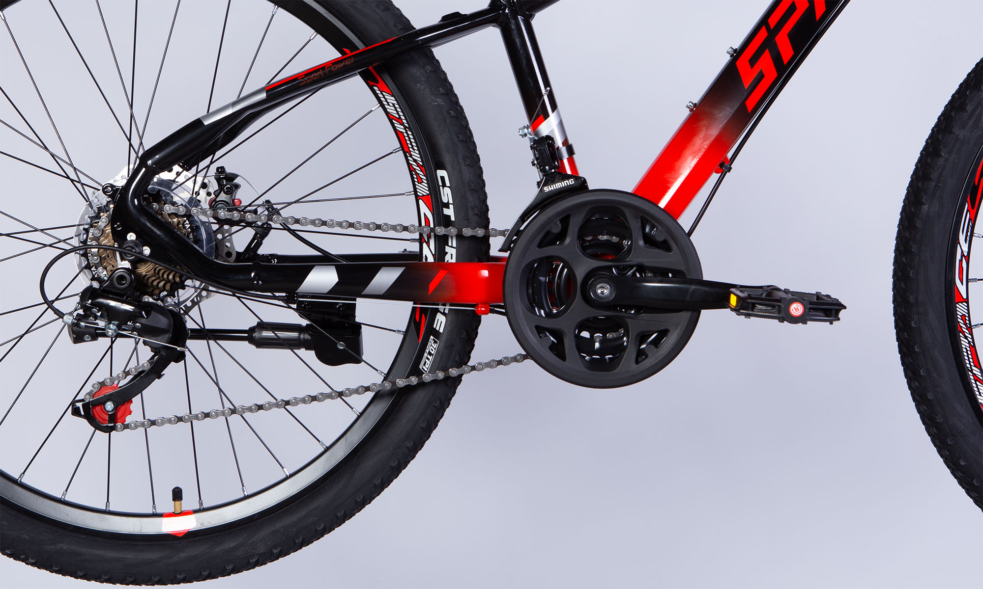 Велосипед SPACE MERCURY DD FR, 26", размер XS рама-13", год 2026, черно-красный 4