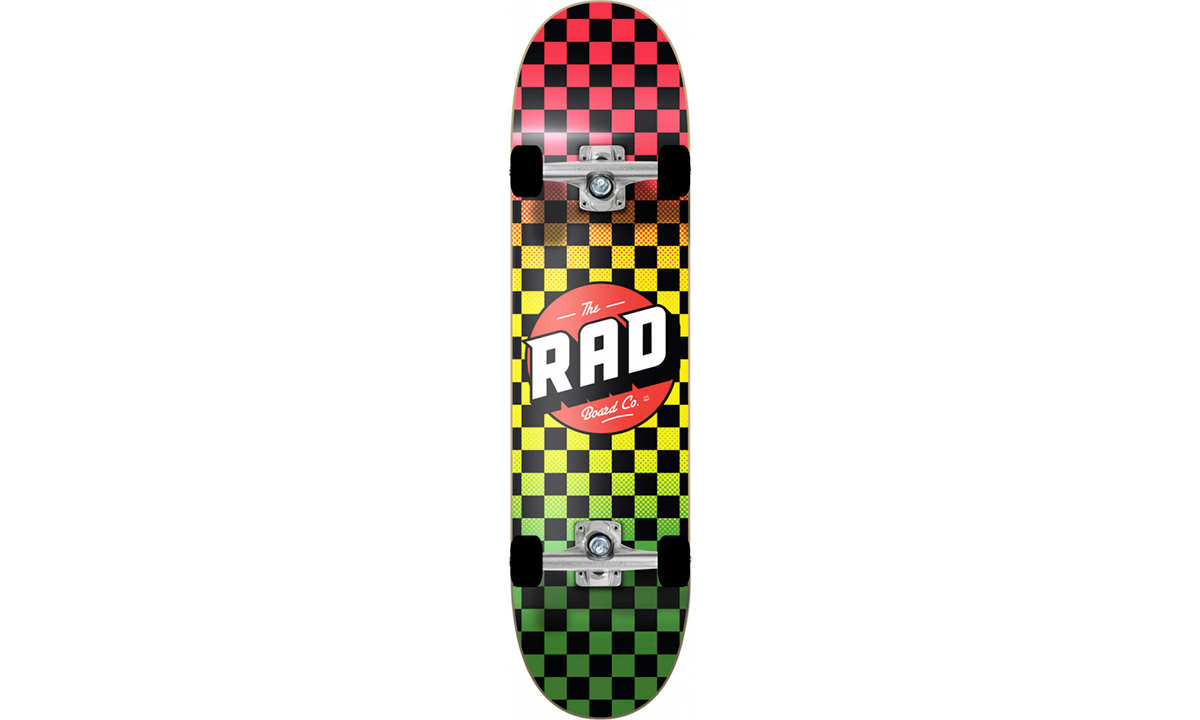 Фотография Скейтборд RAD Checkers Complete Skateboard 81 х 20 см Rasta Fade Желто-зеленый