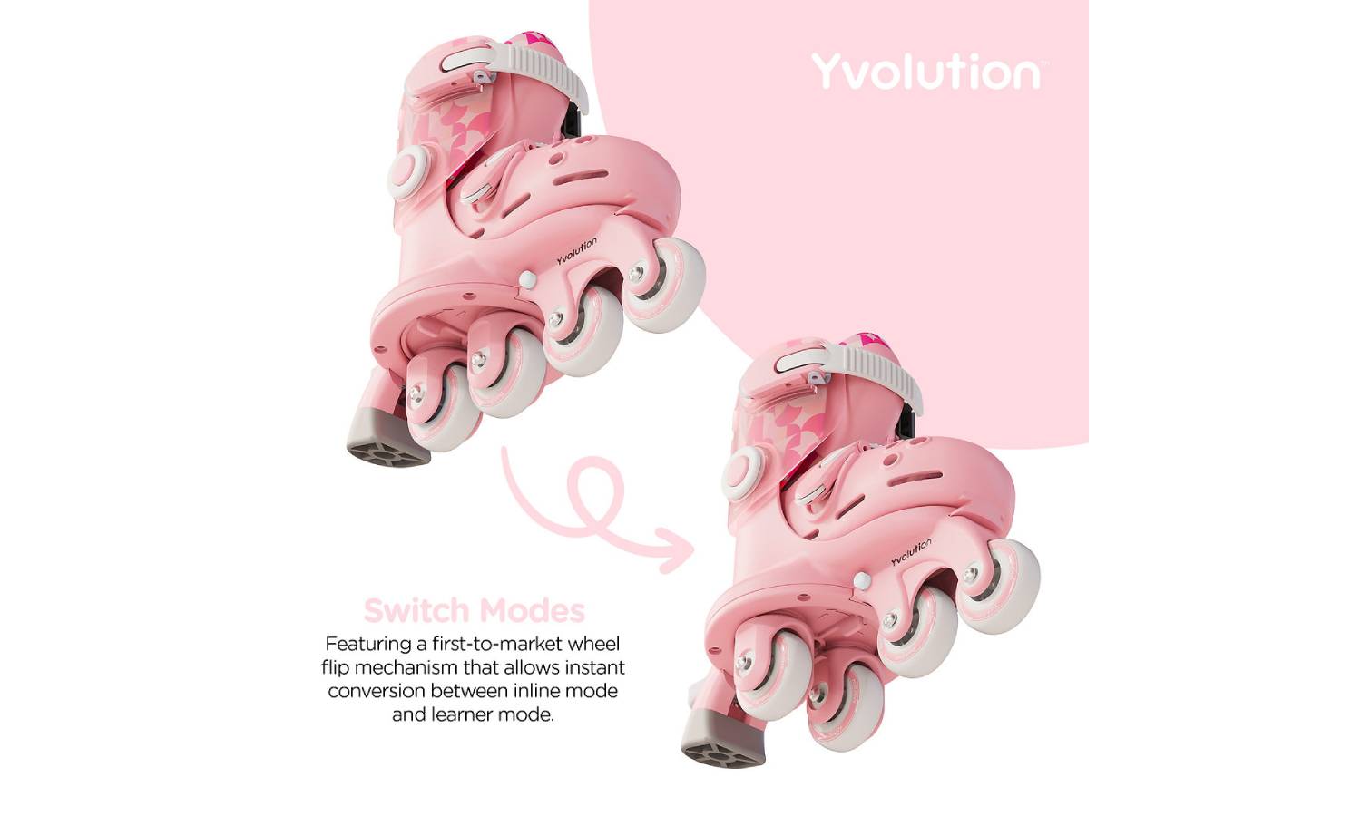 Роликовые коньки Yvolution Twista, размер 30-34, розовый 2