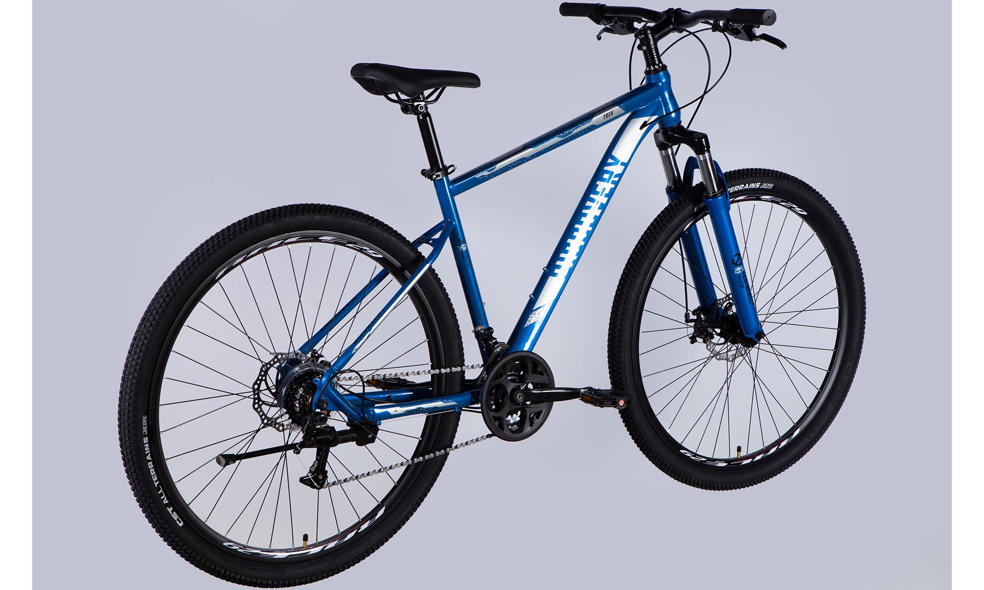 Велосипед Discovery TREK DD FR 29", размер XL, рама 21", год 2025, сине-серебристый 2