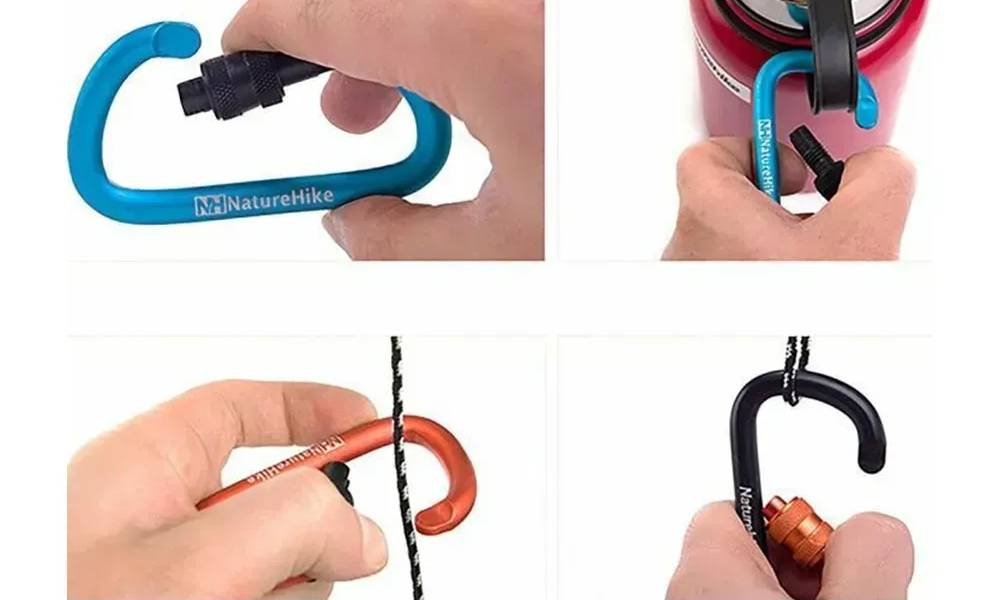 Карабин алюминиевый с муфтой Naturehike D-type 80 мм NH15A008-D голубой 3 Карабин алюминиевый с муфтой Naturehike D-type 80 мм NH15A008-D голубой 3