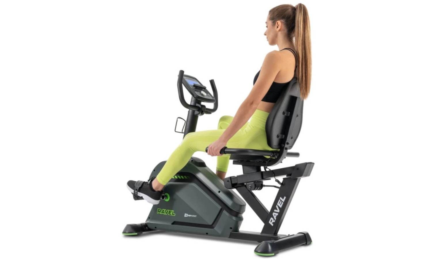 Горизонтальный велотренажер Hop-Sport HS-120L Ravel чорно-зеленый + мат 3