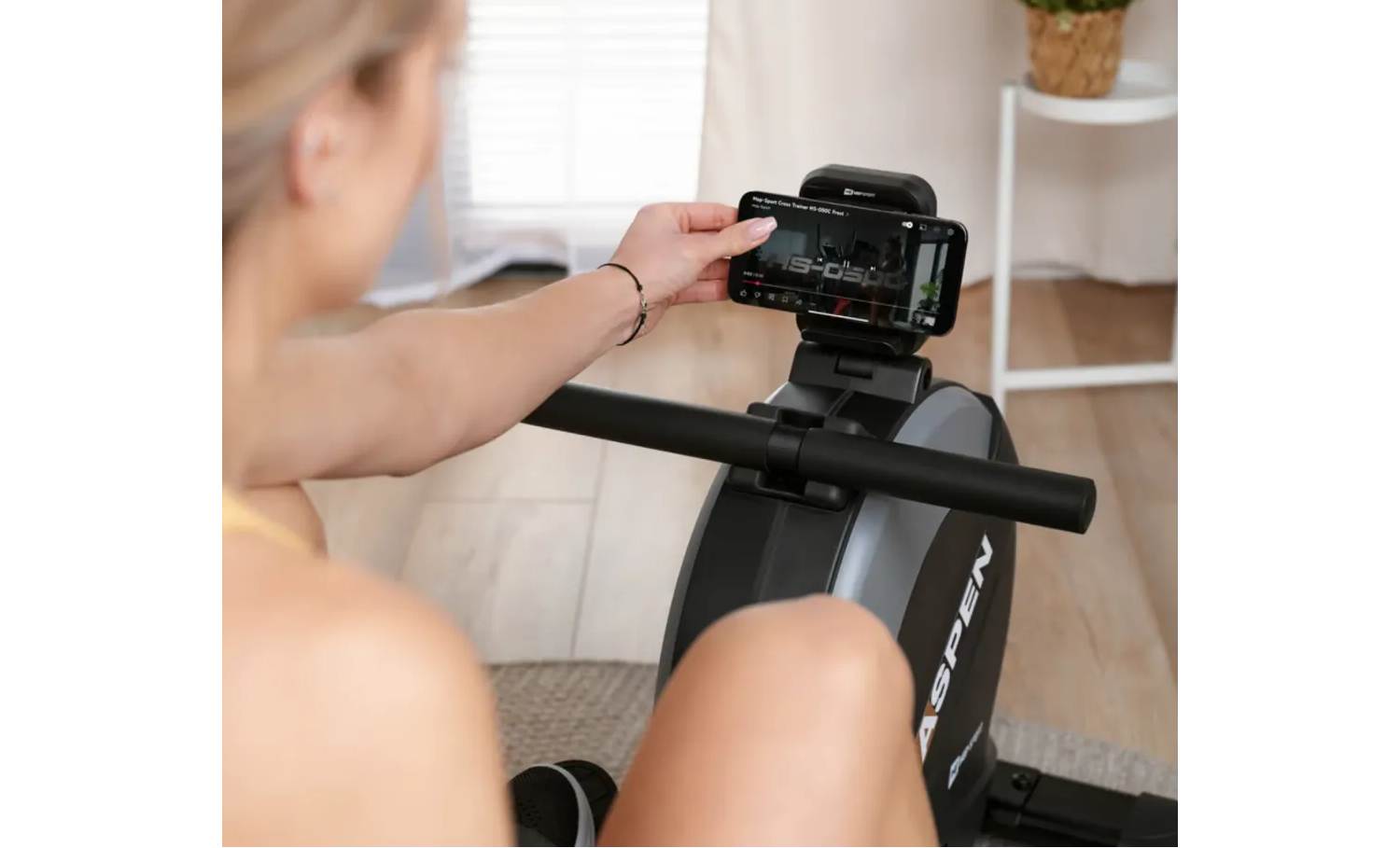 Гребный тренажер Hop-Sport HS-080R Aspen магнитный чорно-золотистый 8