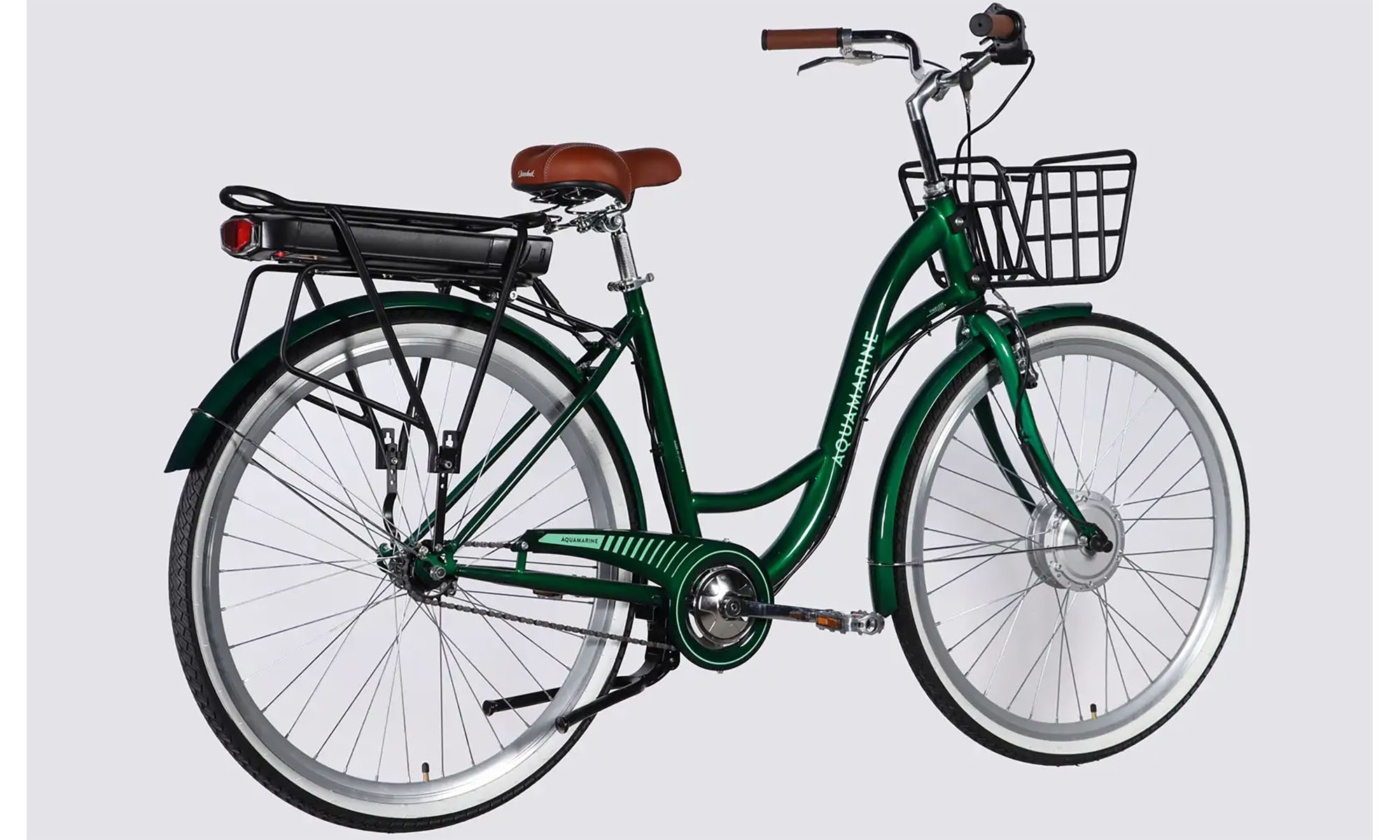Велосипед с электроприводом Dorozhnik eAQUAMARINE BH 28", размер L, рама-19", 36B, 13А*ч, 500Вт, год 2026, зеленый с корзиной 5