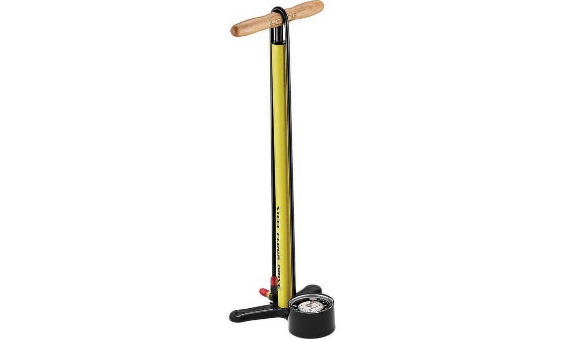 Напольный насос Lezyne Steel Floor Drive, максимальное давление 220 psi, манометр 3.5", желтый 