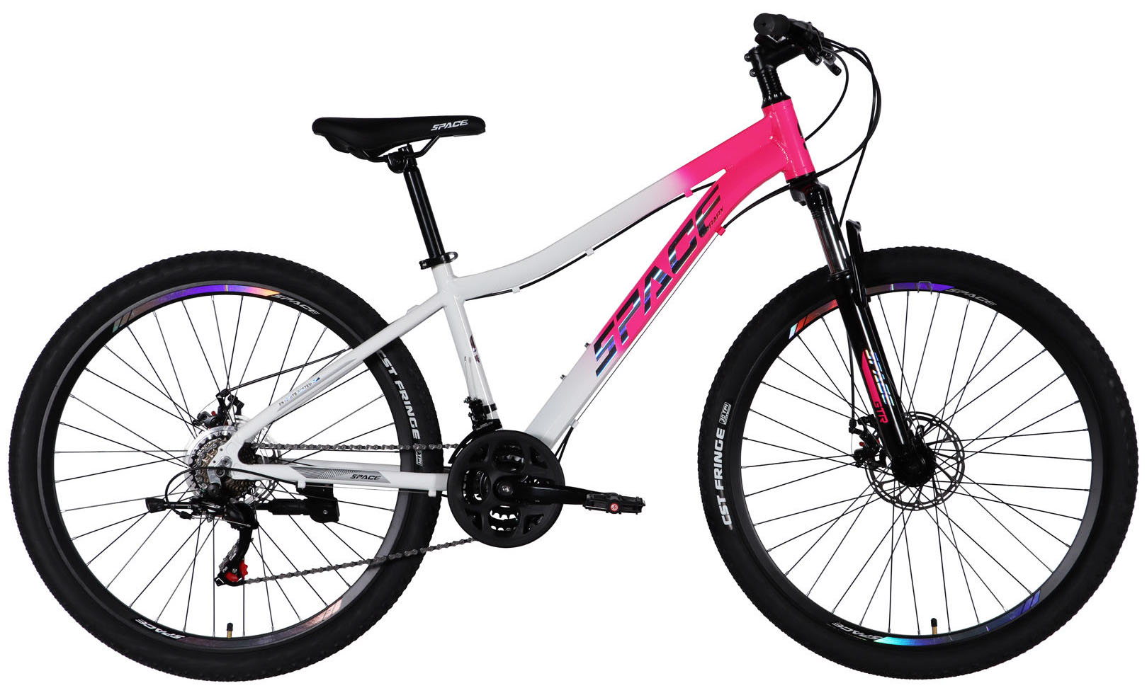 Велосипед SPACE IZIDA DD FR, 27.5", размер S, рама-15", год 2026, розово-белый 