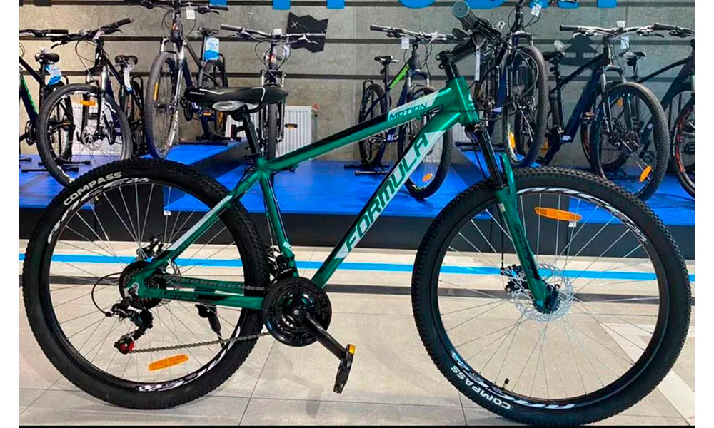 Велосипед Formula MOTION AM DD 26" (2021) 2021 Серебристо-зеленый 2