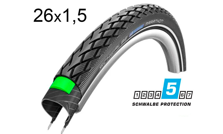 Фотография Покрышка Schwalbe 26x1.50 (40x559) MARATHON HS420 Green Guard B+RT EC 67EPI black