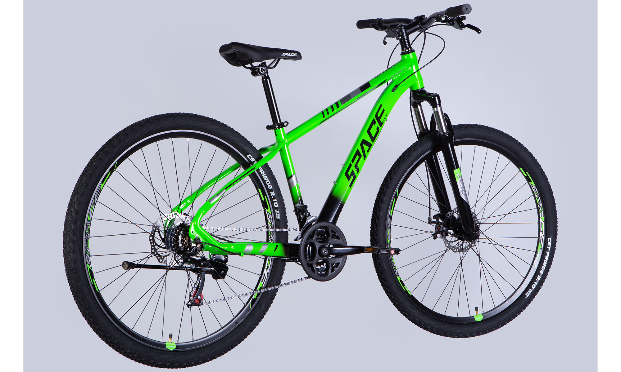 Велосипед SPACE MERCURY DD FR 29", размер S, рама 16", 2025, зелено-черный  6