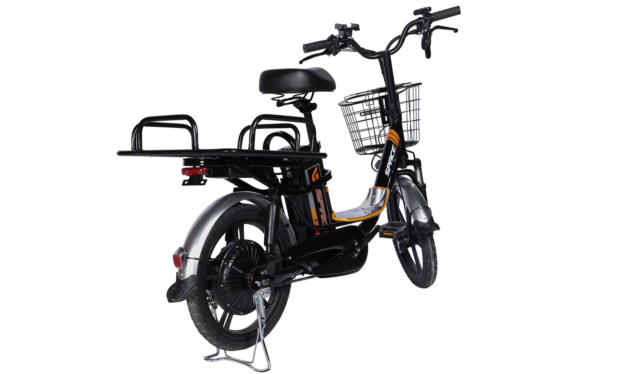 Велосипед з електроприводом SPACE eELDORADO DD FR 18", розмір S, рама 15", 48B 10А * год 500Вт, 2025, чорно-жовтогарячий 4