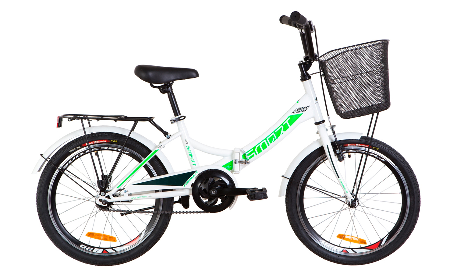 Велосипед 20" Formula SMART,  с корзиной (2019) 2019 Бело-зеленый