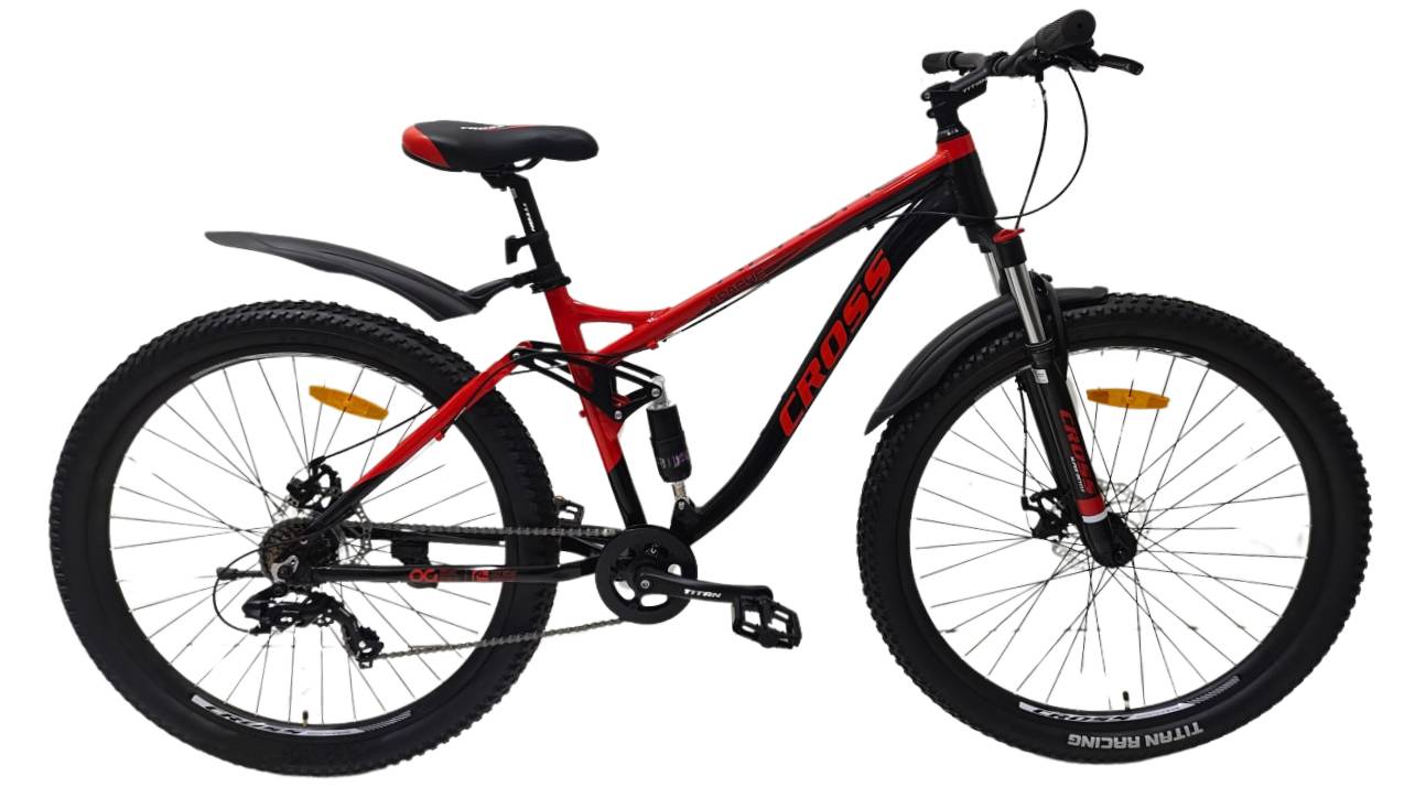 Фотография Велосипед CROSS Apache 29", размер M рама 18" (2024), Черно-красный