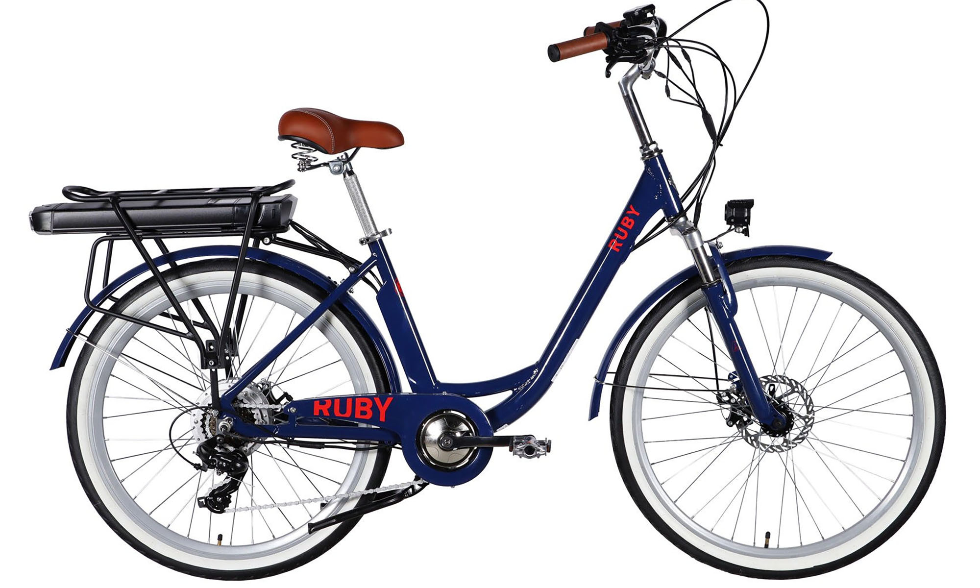 Велосипед с электроприводом Dorozhnik eRUBY DD FR 26", размер M, рама-17", 48B, 15А*ч, 500Вт, год 2026, темно-синий 