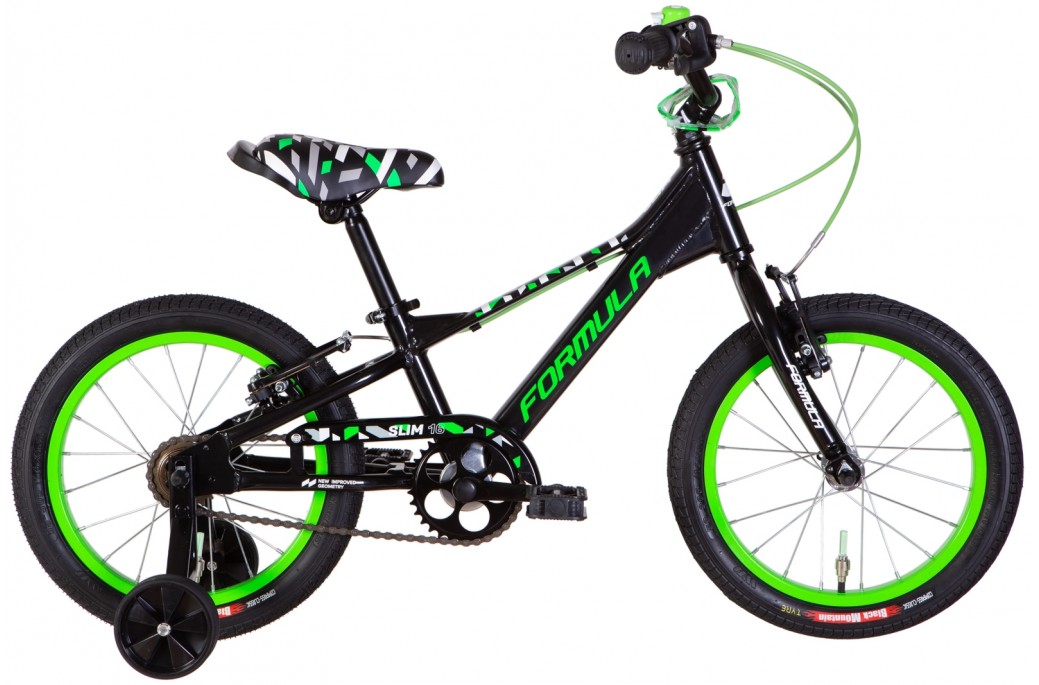 Велосипед Formula SLIM 16" рама 8,5" (2022) Черно-зеленый
