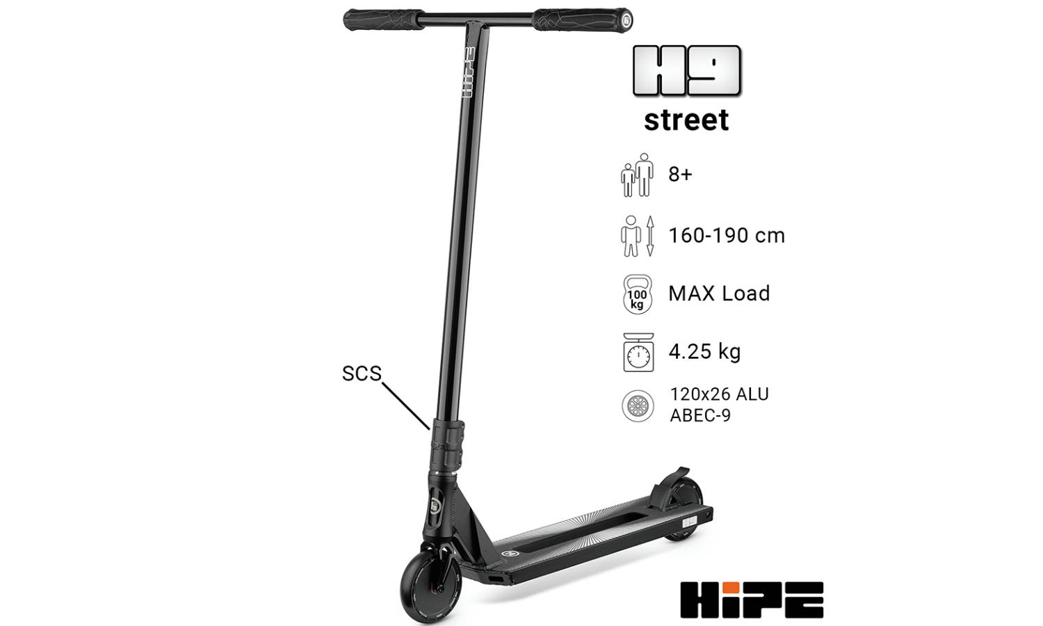 Самокат трюковий Hipe H9 Чорний 4 Самокат трюковий Hipe H9 Чорний 4