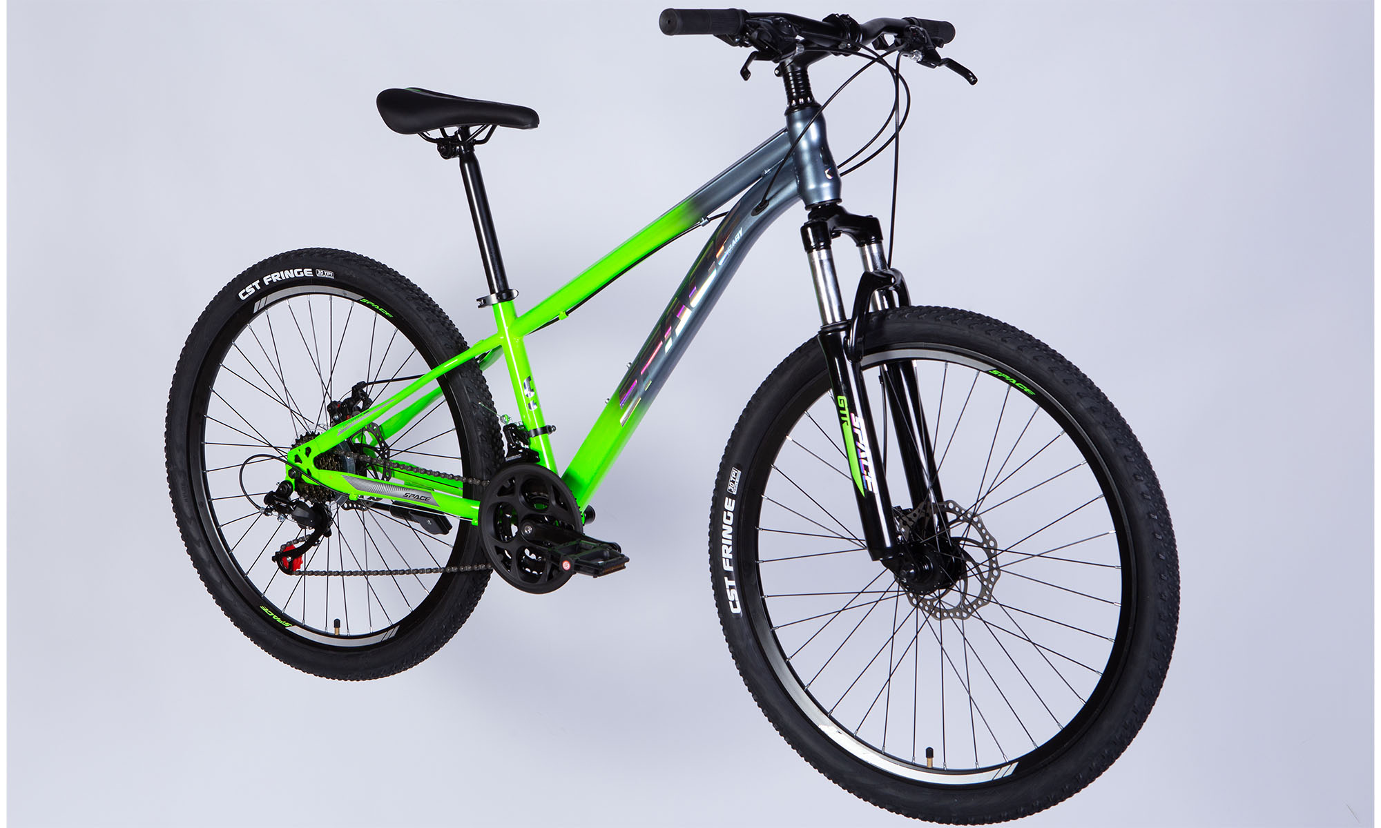 Велосипед SPACE MARS DD FR 26", ST, размер XS, рама 13" 2025, зелено-серебристый 5