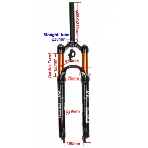 Вилка Bolany 29" Disc 1-1/8" c манеткой, воздушная, Черная 4
