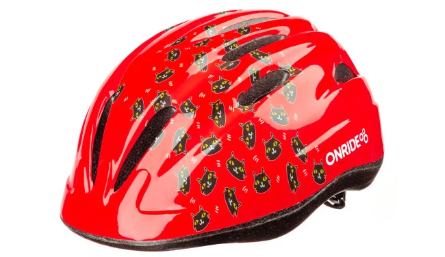 Шлем ONRIDE Clip котики красный S (48-52 см) 