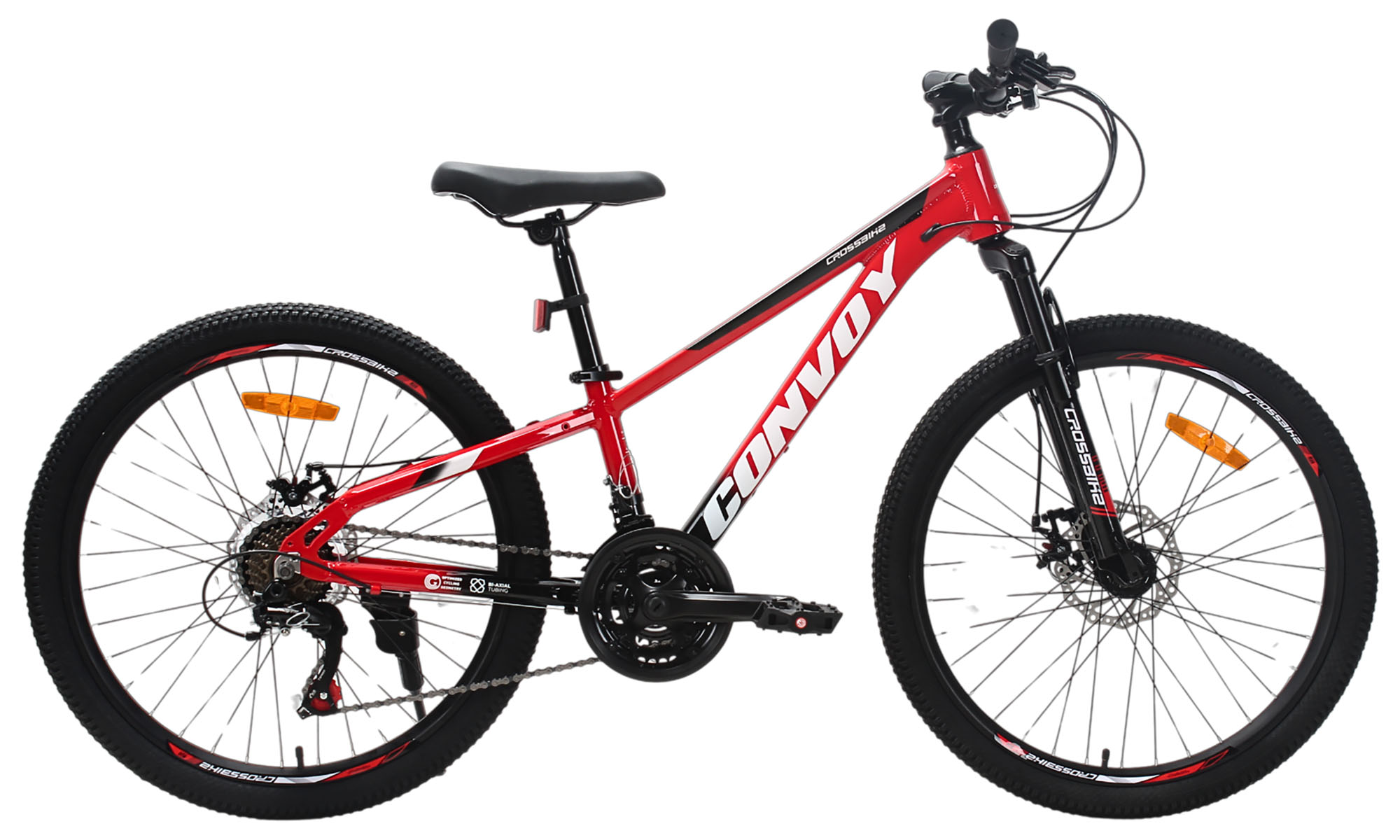 Велосипед CrossBike CONVOY 24", размер XXS, рама 11", год 2026, Красный-Чёрный 