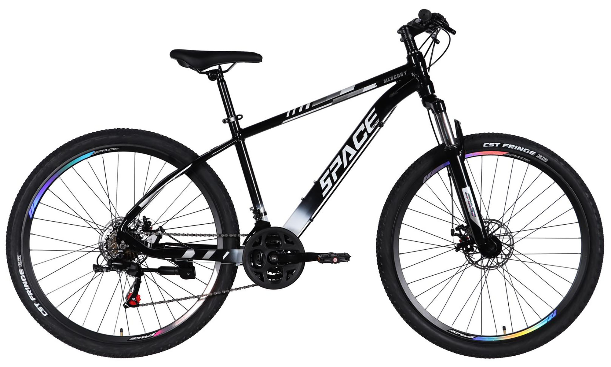 Велосипед SPACE MERCURY DD FR, 27.5", размер M, рама 17", год 2026, черно-белый 
