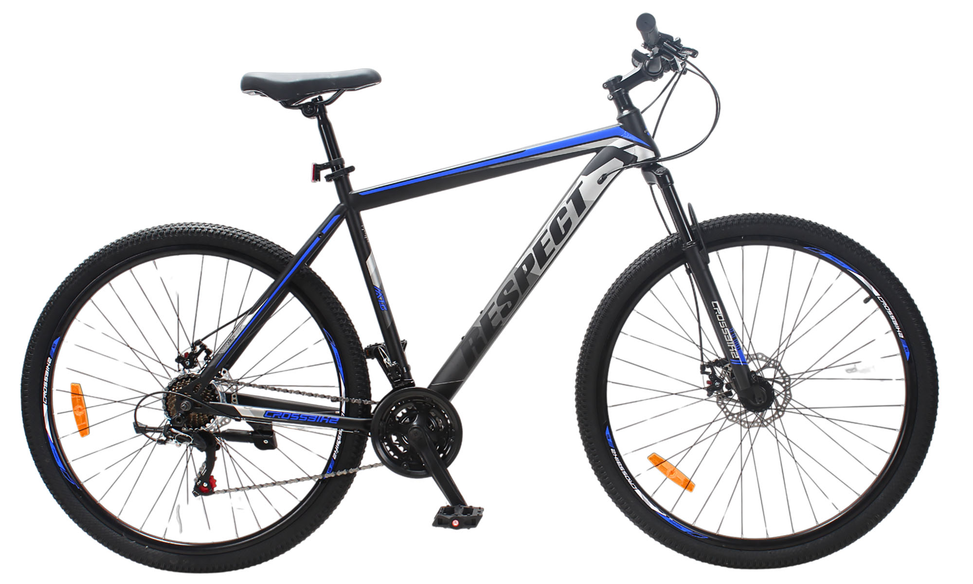 Велосипед CrossBike RESPECT 29", размер L, рама 19", год 2025, Черный-Синий Велосипед CrossBike RESPECT 29", размер L, рама 19", год 2025, Черный-Синий