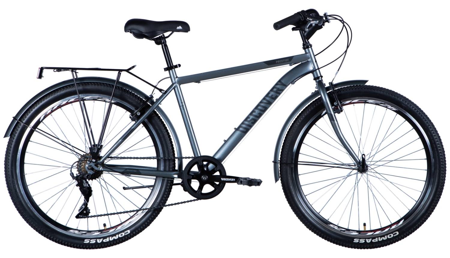 Фотографія Велосипед Discovery PRESTIGE MAN 26" розмір М рама 18 2024 Сірий